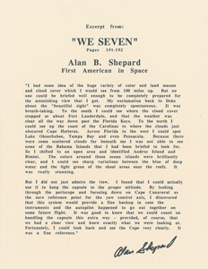 Lot #8055  MR-3: Alan Shepard Signed Typed Excerpt - Image 1