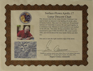 Lot #8379 Gene Cernan Flown Apollo 17 Signed Map  - Image 3