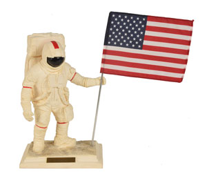 Lot #8274  Apollo 11 'Man on the Moon' Statue and Alan Shepard Signed Photo - Image 1