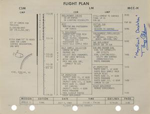 Lot #8225  Apollo 11 Flight Plan Signed By Aldrin