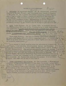 Lot #8013 Wernher von Braun Hand-annotated Notes