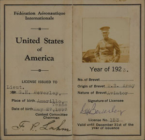 Lot #8007  World War I: General George H. Beverley Signed Pilot's License - Image 2