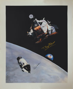 Lot #8238 Buzz Aldrin and Michael Collins Signed Print - Image 1