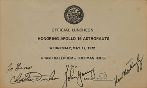 Lot #8367  Apollo 16 Signed Invitation - Image 1