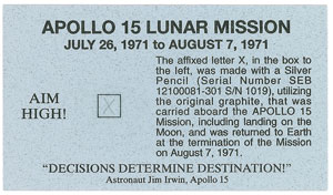 Lot #8398  Apollo 15 Pencil Mark - Image 1