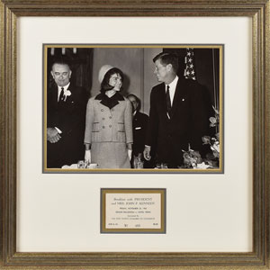 Lot #9075 John and Jacqueline Kennedy Dallas Breakfast Ticket and Photograph - Image 1
