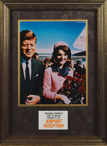 Lot #9076 John and Jacqueline Kennedy Dallas Love Field Reception Badge - Image 1