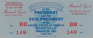 Lot #9031 John F. Kennedy Pair of 1961 Inauguration Tickets - Image 1