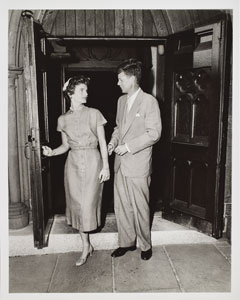 Lot #9173 John and Jacqueline Kennedy 1953 Photograph Prior to Wedding at St. Mary's Church - Image 1