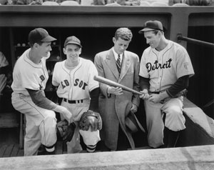 Lot #9154 John F. Kennedy 1946 Congressional Campaign Photograph in Front of the Boston Red Sox Dugout - Image 1