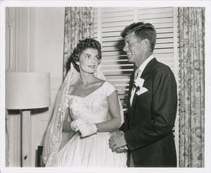 Lot #9180 John and Jacqueline Kennedy 1953 Wedding Reception Photograph - Image 1