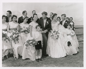 Lot #9177 John and Jacqueline Kennedy 1953 Photograph With Wedding Party - Image 1