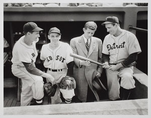 Lot #9129 John F. Kennedy 1946 Congressional Campaign Oversized Photograph In Boston Dugout - Image 1