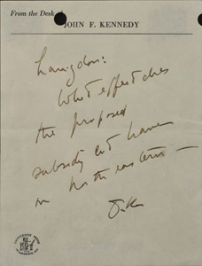 Lot #9038 John F. Kennedy Autograph Note Signed - Image 2