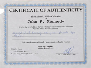 Lot #9029 John F. Kennedy 1961 Presidential Inaugural Parade Sign - Image 3