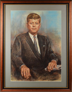 Lot #9032 John F. Kennedy Original Pastel Portrait Artwork by Louis Lupas - Image 1