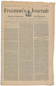 Lot #300 The Freeman's Journal 1781 Newspaper - Image 1