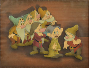 Lot #714 Bashful, Doc, Grumpy, Happy, Sleepy, Sneezy, and Dopey production cel from Snow White and the Seven Dwarfs - Image 2