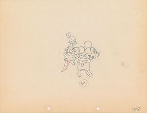 Lot #709 Mickey Mouse and Baby Kangaroo production drawing from Mickey’s Kangaroo - Image 1