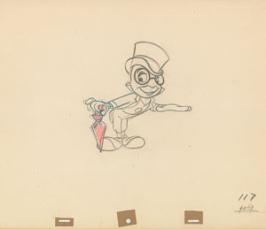 Lot #766 Jiminy Cricket production drawing from Mickey Mouse Club - Image 1