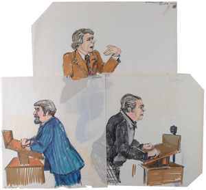 Lot #2140 ‘Mad Sam’ DeStefano Set of (3) Courtroom Sketches - Image 1