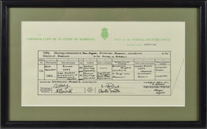 Lot #2143 Ronnie Kray Marriage Certificate