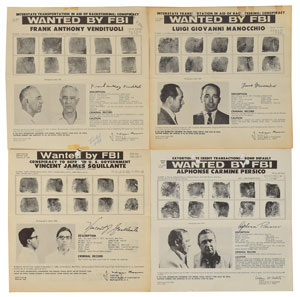 Lot #2142  New England and New York Crime Bosses Collection of (4) Wanted Posters: Manocchio, Vendituoli, Squillante, Persico - Image 1