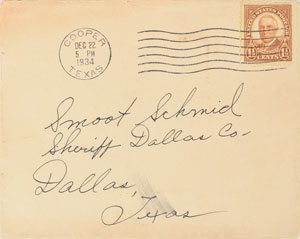Lot #2027 Raymond Hamilton 1934 Signed Christmas Card Sent to Sheriff 'Smoot' Schmid - Image 3