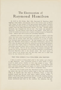 Lot #2036 Raymond Hamilton Original Vintage Photograph and Electrocution Sermon Program - Image 2