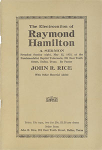 Lot #2036 Raymond Hamilton Original Vintage Photograph and Electrocution Sermon Program - Image 3
