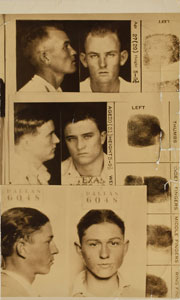 Lot #2068 Clyde Barrow, Henry Methvin, and Joe Palmer Original Vintage Composite Mug Shot Photograph - Image 1