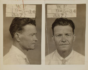 Lot #2076 Joe Chambless Signed Fingerprint Card and Original Vintage Mug Shot Photograph - Image 1