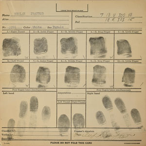 Lot #2089 Beulah Praytor Signed Fingerprint Card and Original Vintage Mug Shot Photograph - Image 3