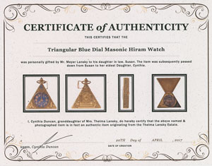 Lot #2128 Meyer Lansky Personally Gifted Masonic Hiram Watch - Image 7