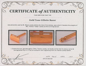Lot #2129 Meyer Lansky's Gold-Tone Gillette Razor - Image 5