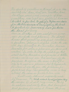 Lot #2120 Meyer Lansky Handwritten Diary Entry on Gambling - Image 1