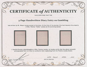 Lot #2120 Meyer Lansky Handwritten Diary Entry on Gambling - Image 4