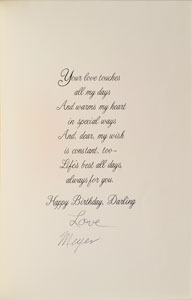 Lot #2134 Meyer Lansky Signed Birthday Card to His Wife - Image 1