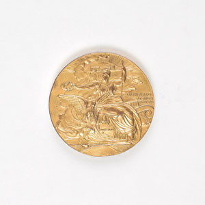 Lot #3029  Athens 1906 Intercalated Summer Olympics Gilt Bronze Participation Medal - Image 1
