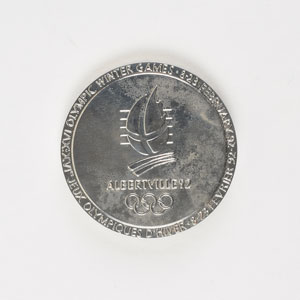 Lot #3168  Albertville 1992 Winter Chrome Plated Steel Olympics Participation Medal - Image 2
