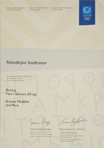 Lot #3190  Athens 2004 Summer Olympics Bronze Winner's Medal Diploma - Image 1