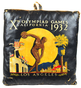 Lot #3069  Los Angeles 1932 Summer Olympics Stadium Souvenir Cushion - Image 1