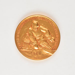 Lot #3135  Grenoble 1968 Hockey World Championships Gold Winner's Medal - Image 1