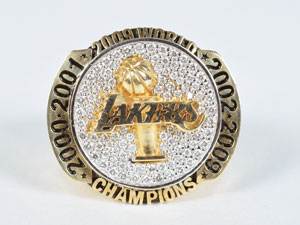 Lot #3242  Los Angeles Lakers 2009 Championship Ring With Rotating Display Box - Image 1