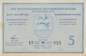 Lot #3113  Stockholm 1956 Summer Olympics Metal Plate and Ticket - Image 3