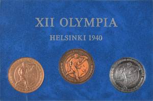 Lot #3088  Helsinki 1940 Summer Olympics Set of (3) Fundraising Medals - Image 1
