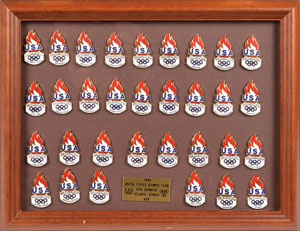 Lot #3212  Seoul 1988, Atlanta 1996, Nagano 1998 Olympics Set of (3) Team USA Framed Pin Displays - Image 1