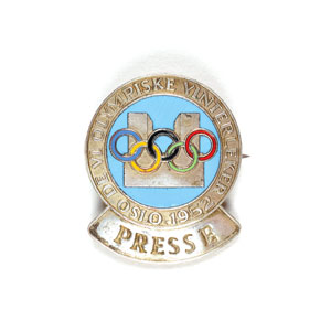 Lot #3097  Oslo 1952 Winter Olympics Press Badge - Image 1