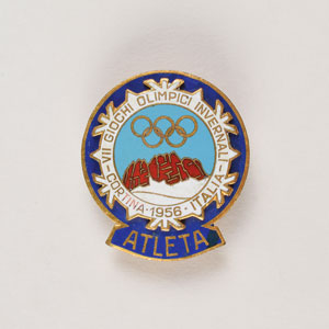 Lot #3107  Cortina 1956 Winter Olympics Pair of Badges - Image 2