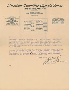 Lot #3219  London 1908 Summer Olympics: James Edward Sullivan Typed Letter Signed - Image 2